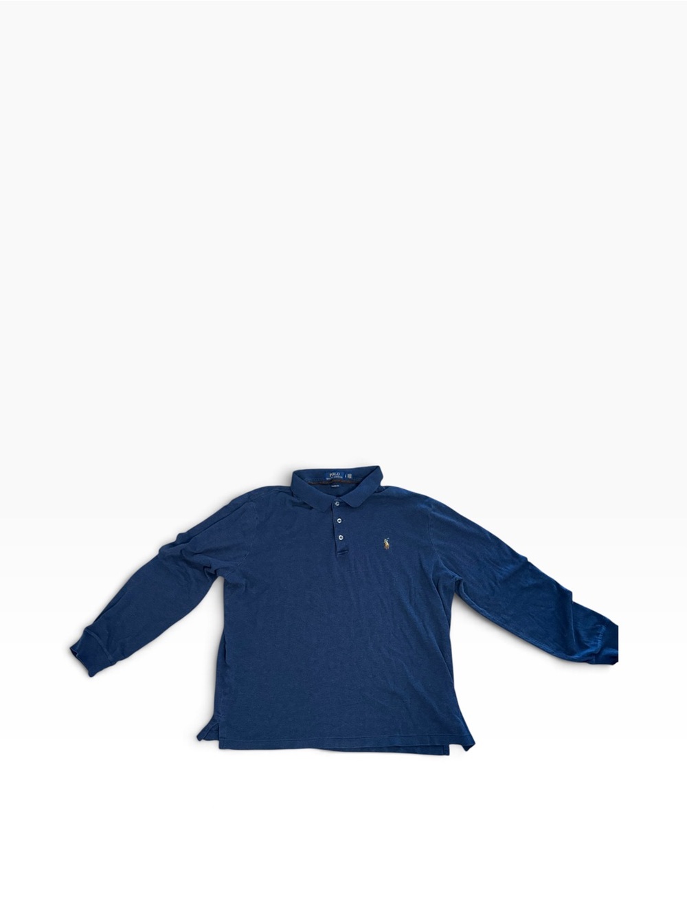 Polo Long-Sleeve Cotton Polo Shirt - heather blue large